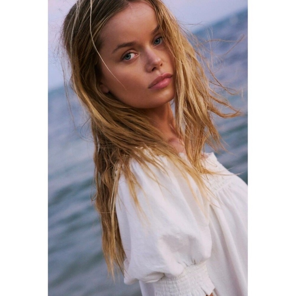 Free People Mila Mini Dress Womens Large Ivory White NWT Smocked Puff Sleeve - Picture 4 of 11